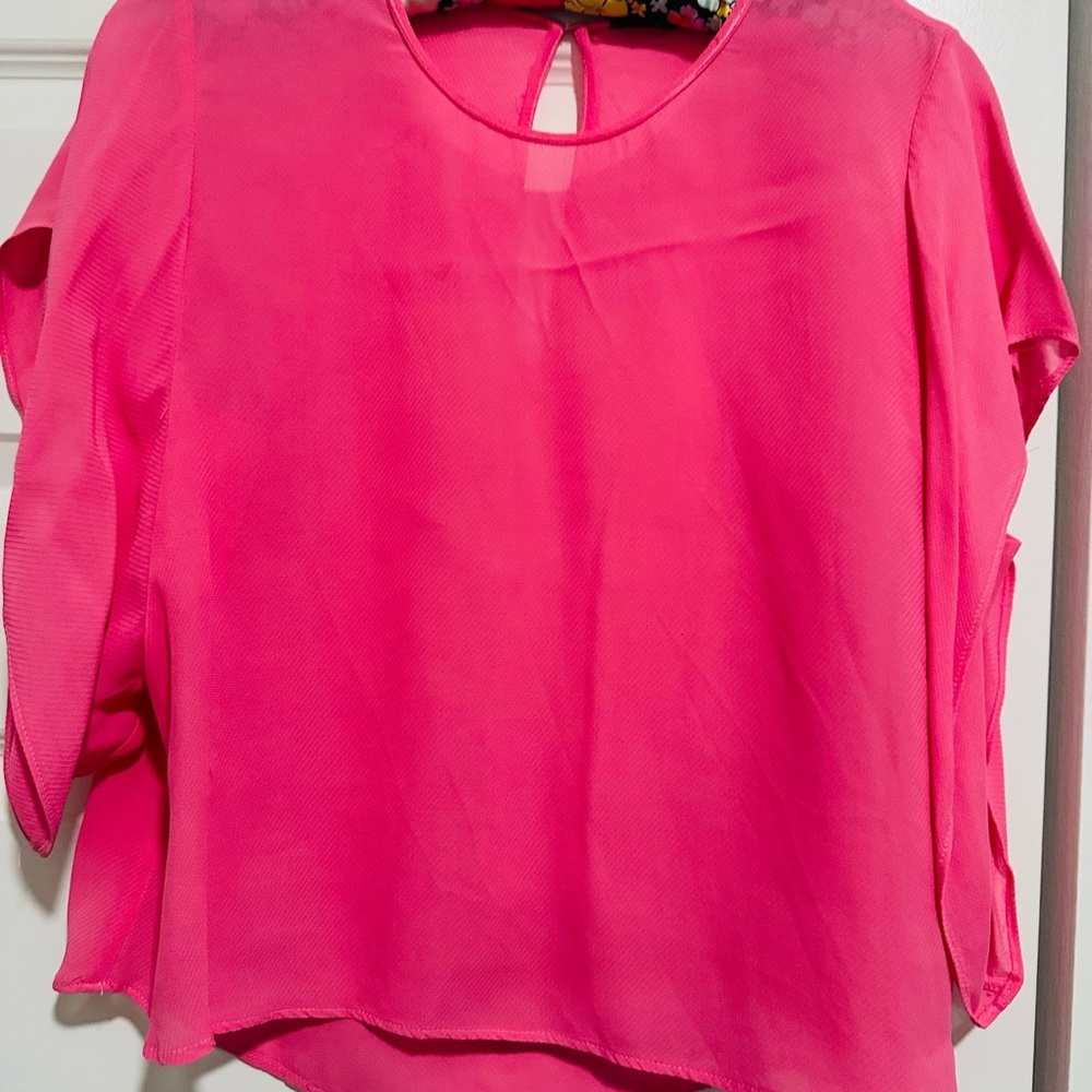 Zara Pink Bell Sleeve Relaxed Blouse
